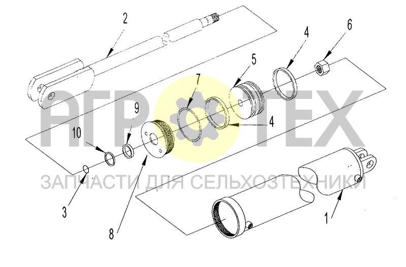 Цилиндр складывания крыла 5" (127 мм) x 36" (914 мм) (242) (№2 на схеме)